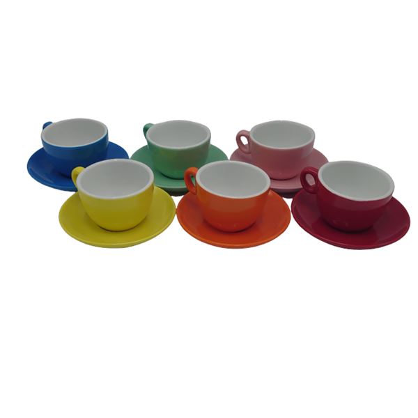 Inker Cup with Saucer Cappuccino 170ml Mix 6 pcs