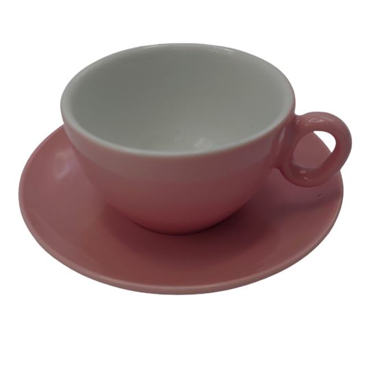 Inkerpor cup with saucer Cappuccino 250ml Pink 6pcs