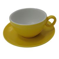Inkerpor cup with saucer Cappuccino 250ml Yellow 6pcs