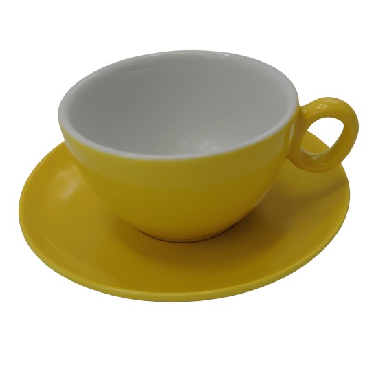 Inkerpor cup with saucer Cappuccino 250ml Yellow 6pcs