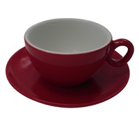 Inkerpor cup with saucer Cappuccino 250ml Red 6pcs