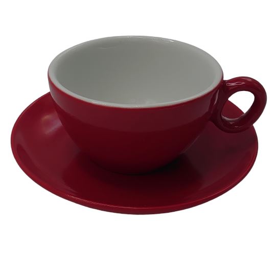 Inkerpor cup with saucer Cappuccino 250ml Red 6pcs