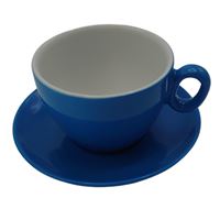 Inkerpor cup with saucer Latte 350ml Blue 6pcs