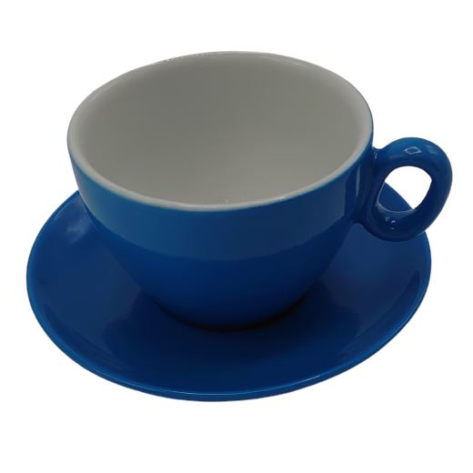 Inkerpor cup with saucer Latte 350ml Blue 6pcs