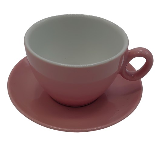 Inkerpor cup with saucer Latte 350ml Pink 6pcs