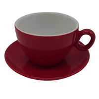 Inkerpor cup with saucer Latte 350ml Red 6pcs