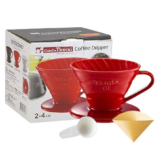 Tiamo Ceramic Coffee Dripper V01 Red