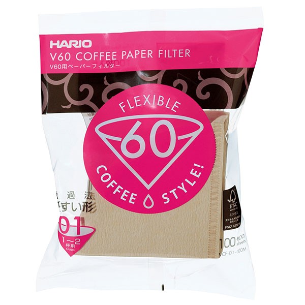 Hario Misarashi brown paper filters V60-01 100 pcs