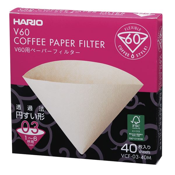 Hario Misarashi brown paper filters V60-03 40 pcs